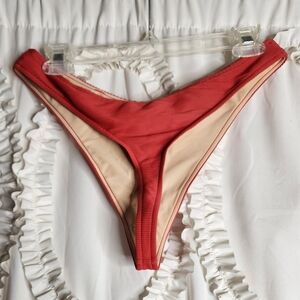 Zulu & Zephyr Red Orange Textured Bikini High Cut Swim Bottoms US size 10